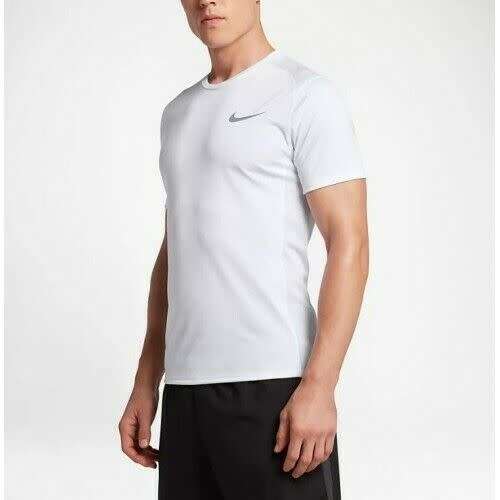 Original Men's Nike Dri-Fit Miler Short Sleeve Top White AT3951 100 Size Large