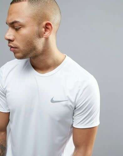 Original Men's Nike Dri-Fit Miler Short Sleeve Top White AT3951 100 Size Large