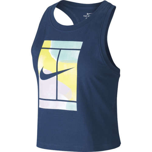 Original Nike Women's Court Cropped Tennis Tank Top Valerian Blue CT4376 432 Size Medium
