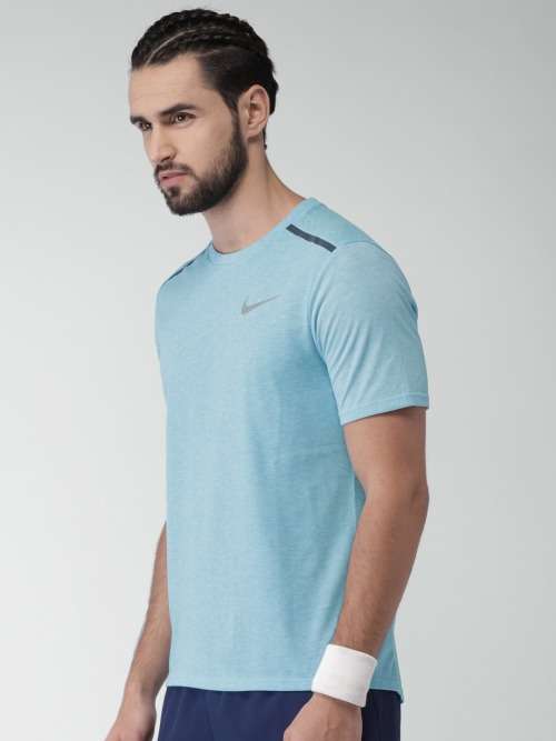 NIKE Men's Running Dri-FIT Tee Rise 365 Perforated Mélange Blue AT3929 301 Size XL