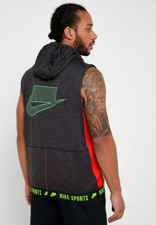 Original Men's Nike Therma Hooded Sleeveless PX Training Hoodie Grey CD5716 010 Size Extra Large