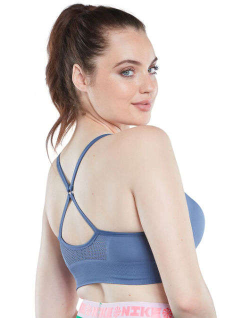 Original NIKE Women's Indy Dri Fit Seamless Light Support Bra Diffused Blue CJ 5875 491 Size Medium
