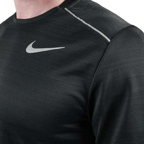 Original Mens NIKE Dri-FIT Miler Short Sleeve Running Top Black AJ7565 010 Size Extra Large