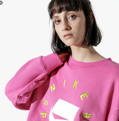 Original Women's NIKE Sportswear NSW French Terry Crew PINK AR3052 623 Size Medium