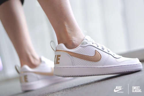 NIKE Women's Court Borough Low WHITE/ GOLD BV0745 100 Size UK 6 (SA 6)