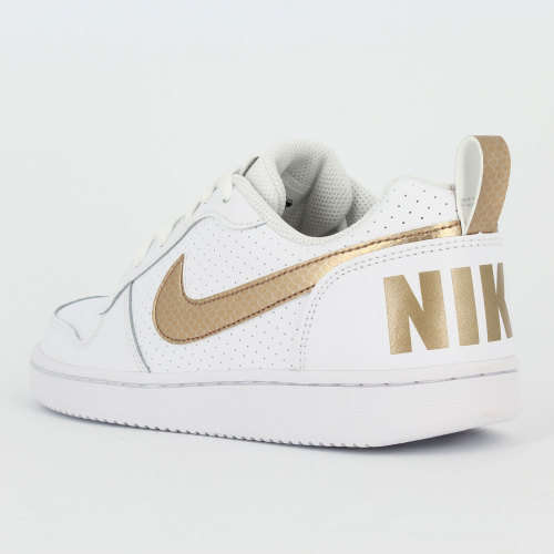 NIKE Women's Court Borough Low WHITE/ GOLD BV0745 100 Size UK 6 (SA 6)
