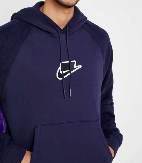 Nike Men's SPORTSWEAR NSW FLEECE PULLOVER HOODIE Blue/ Purple BV4601 498 Size Large