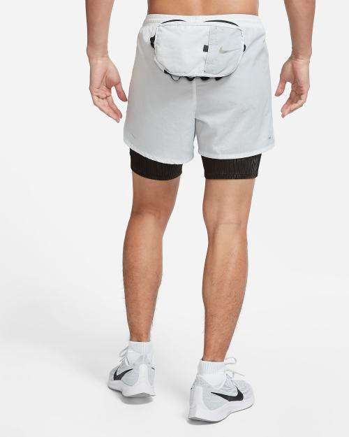 Nike Men's Run Division 3 In 1 Running Shorts Pure Platinum/ Black CU5556 043 Size Medium