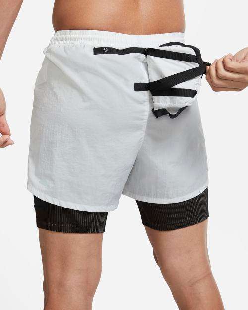 Nike Men's Run Division 3 In 1 Running Shorts Pure Platinum/ Black CU5556 043 Size Medium