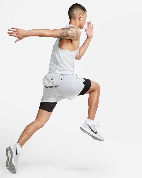 Nike Men's Run Division 3 In 1 Running Shorts Pure Platinum/ Black CU5556 043 Size Medium