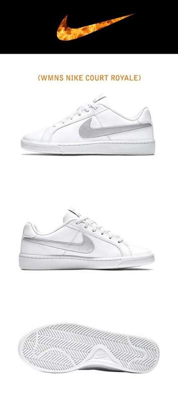 NIKE Women's Court Royale White/ Metallic Silver 749867 100 Size UK 5 (SA 5)