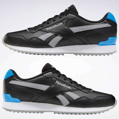 Reebok Men's ROYAL GLIDE RIPPLE CLIP Black/ Pure Grey 4/ Horizon Blue FV0198 Size UK 7 (SA 7)
