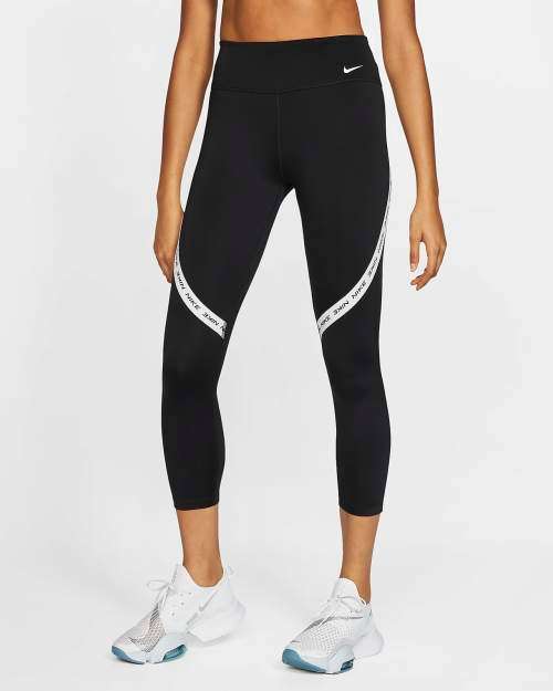 Nike One Women's Mid-Rise Crops Black CJ2456 010 Size Medium