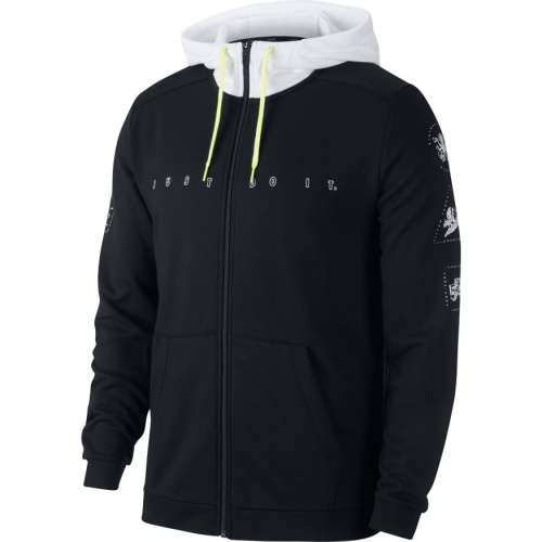 Nike Dri-FIT Men's Full Zip Training Hoodie Black/White CK4591 010 Size Large