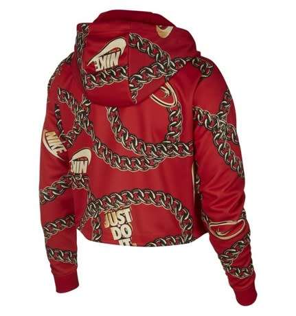 Nike Women's Crop Top Red Pullover Hoodie CJ6305 657 Size Medium