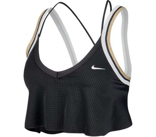 NIKE Women Sports Wear Jersey Glam Bra black/ White/ Gold BV4897 010 Size Medium