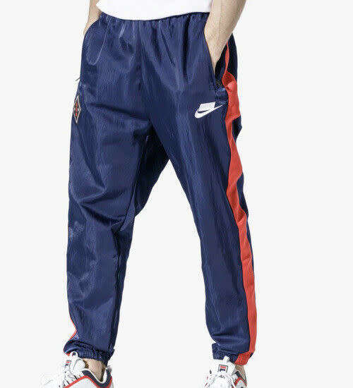 NIKE MEN'S Sportswear Track Pants (Loose Fit) Blue Red Stripe AR1628 492 Size Large