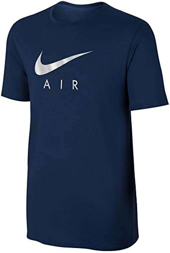 NIKE Men's Swoosh Air Metallic Graphic Tee 100% Cotton Blue/Silver BV0626 451 Size Large