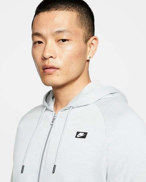 Nike Men's Full Zip Summer Hoodie Grey CI9584 077 Size Medium