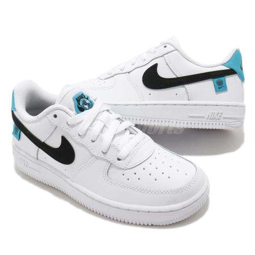 Nike Force 1 World Wide Unisex PS White/Black/ Blue Fury CN8539 100 Size UK 2 (SA 2)