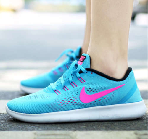 Nike Women's FREE RN RACER Gama Blue/ Black Pink 831509 401 Size UK 4.5 (SA 4.5)