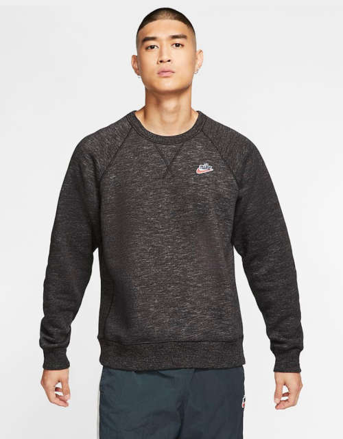 NIKE Men's Heritage Crew Warm  (STD FIT)Sweatshirt Black/Grey CN9681 011 Size Large