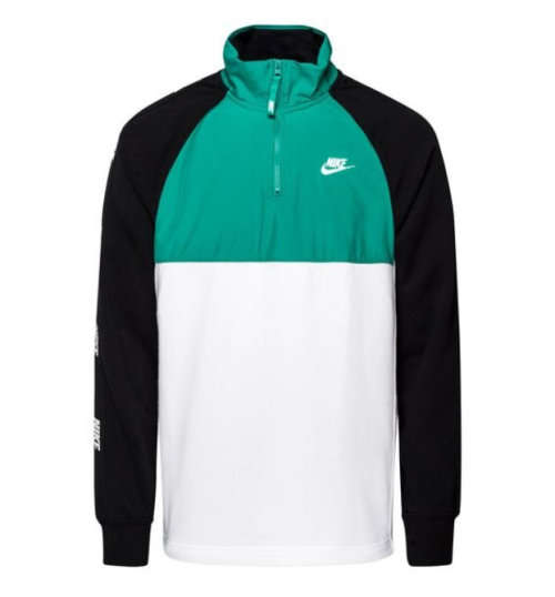 Nike Men's Sweatshirt Sportswear Hybrid 1/4 ZIP Neptune Green/White/Black CW5890 370 Size Medium