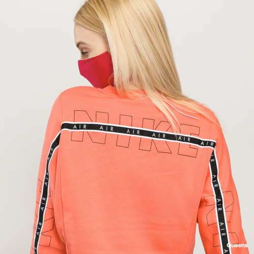 Nike AIR Women's Crop Top Crew Sweatshirt Dark Pink CJ3115 814 Size Medium