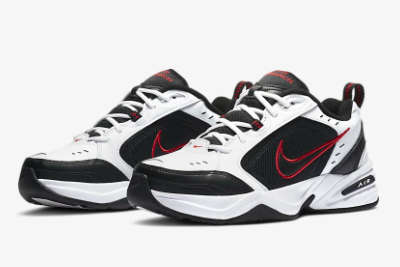 Nike Men's Air MONARCH IV White/ Black/ Red 415445 101 Size UK 9 (SA 9)
