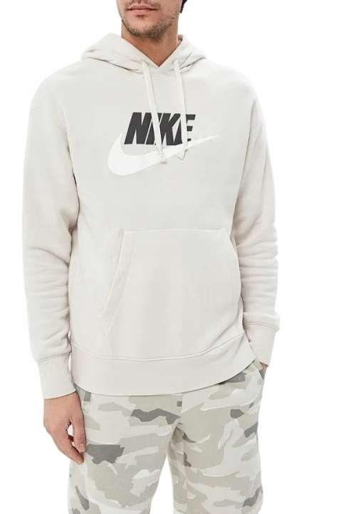 Nike Men's CLUB LOGO Hoodie (LOOSE FIT) Light Bone CN8752 072 Size XL
