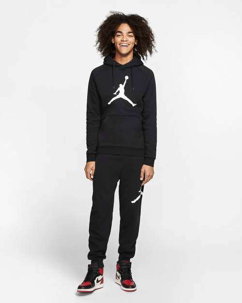 Nike Men's Jordan Jumpman Logo Fleece Pullover Hoodie Black (STD FIT) CQ7752 010 Size Large