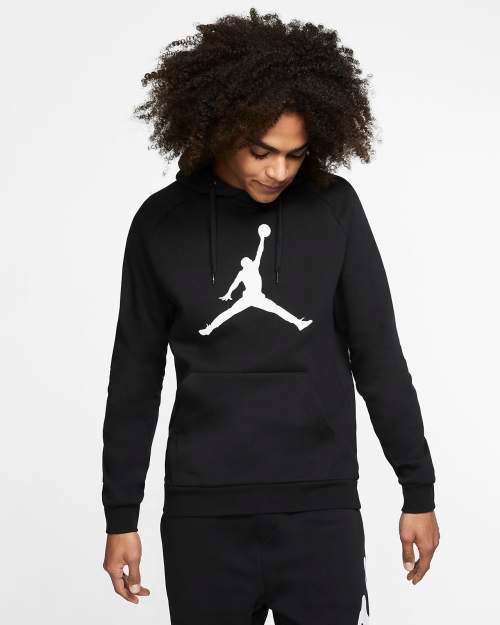 Nike Men's Jordan Jumpman Logo Fleece Pullover Hoodie Black (STD FIT) CQ7752 010 Size Large