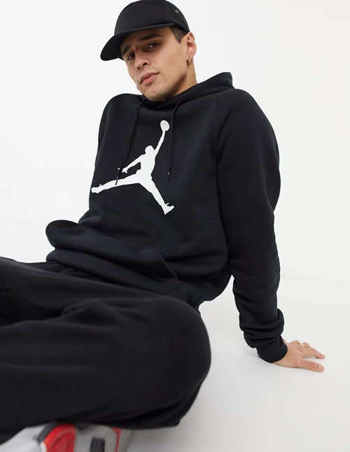 Nike Men's Jordan Jumpman Logo Fleece Pullover Hoodie Black (STD FIT) CQ7752 010 Size Large