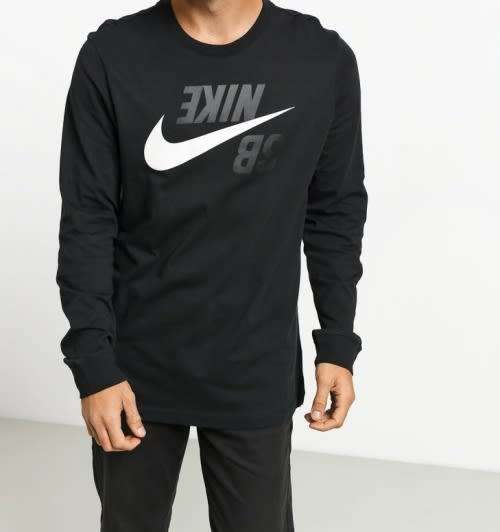 Nike Men's SB Backwards Black Long Sleeve T-Shirt CI7572 010 Size Medium
