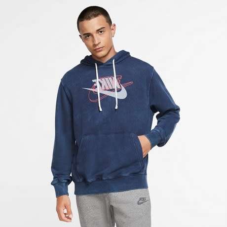 Nike Sportswear Men's French Terry Pullover Hoodie Blue (Standard Fit) CZ7830 410 Size Medium