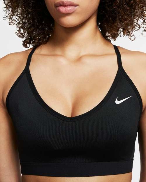 NIKE Women's Indy Light Support Padded Sports Bra Black 878614 011 Size Medium