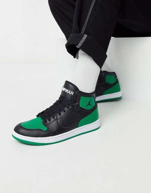 Nike Men's Jordan JUMPMAN ACCESS Black/ Black- Aloe Verde AR3762 013 Size UK 8 (SA 8)