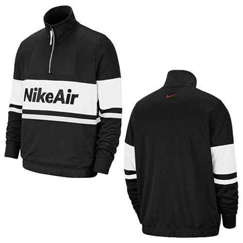 Nike Men's Air Half Zip Track Sweatshirt Black/ White CJ4836 010 Size Large