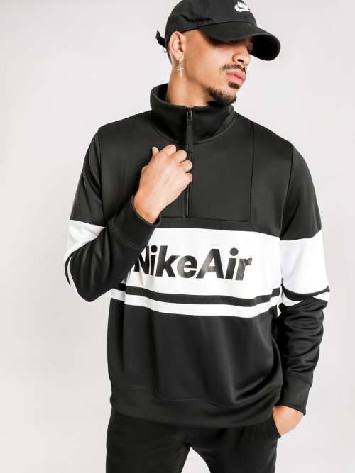 Nike Men's Air Half Zip Track Sweatshirt Black/ White CJ4836 010 Size Large