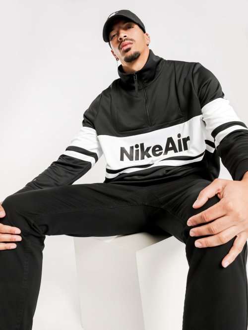 Nike Men's Air Half Zip Track Sweatshirt Black/ White CJ4836 010 Size Large