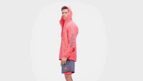 adidas Men's ACTIVATED TECH PRIMEBLUE 1/4 ZIP WINDBREAKER Signal Pink GD5331 Size XL