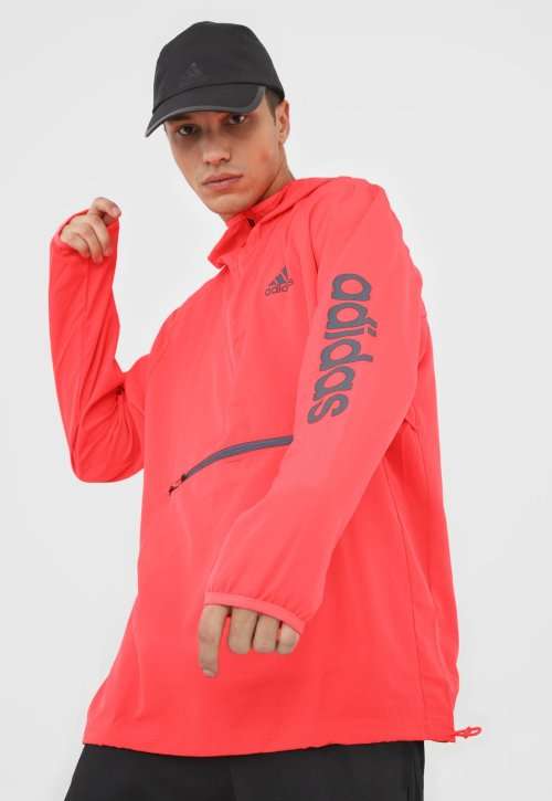 adidas Men's ACTIVATED TECH PRIMEBLUE 1/4 ZIP WINDBREAKER Signal Pink GD5331 Size XL