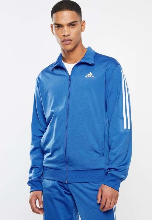 adidas Men's MHD TRICOT TRACKTOP FULL ZIP Blue EV6113 Size Medium