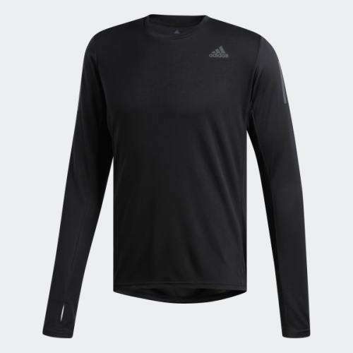 adidas Men's OWN THE RUN TEE Long Sleeves Black DQ2576 Size Large