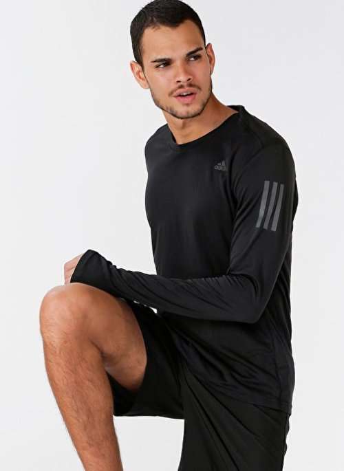 adidas Men's OWN THE RUN TEE Long Sleeves Black DQ2576 Size Large
