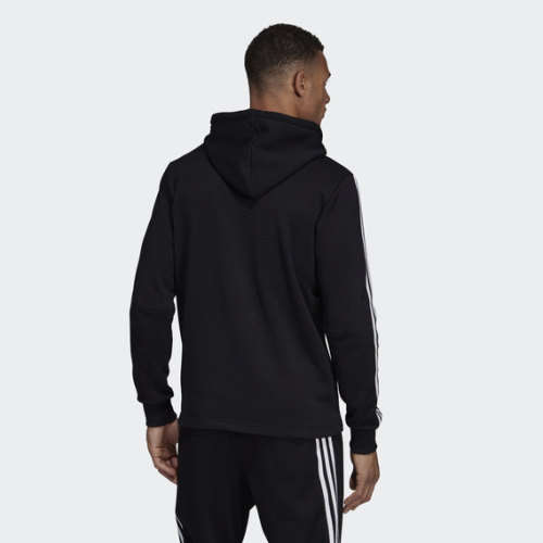 adidas Men's MUST HAVES 3-STRIPES FRENCH TERRY HOODIE Black DT9896 Size Medium