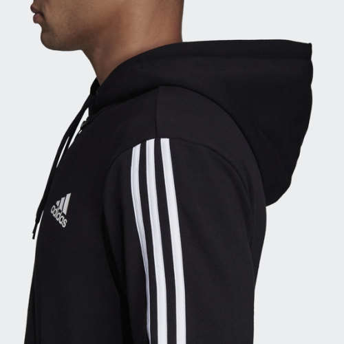 adidas Men's MUST HAVES 3-STRIPES FRENCH TERRY HOODIE Black DT9896 Size Medium
