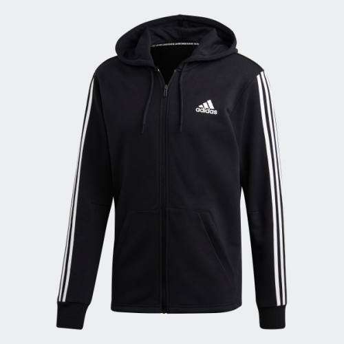 adidas Men's MUST HAVES 3-STRIPES FRENCH TERRY HOODIE Black DT9896 Size Medium