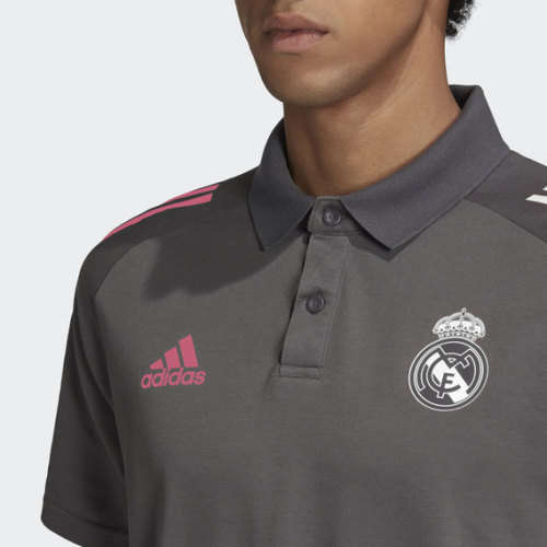 adidas Men's Real Madrid 2020-21 Polo Shirt Grey Official Licensed FQ7857 Size Large