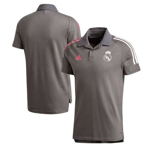 adidas Men's Real Madrid 2020-21 Polo Shirt Grey Official Licensed FQ7857 Size Large